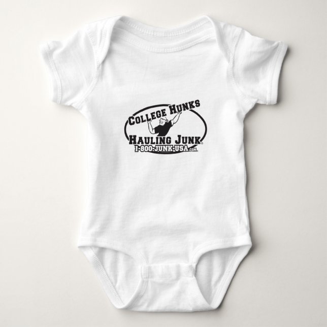 College Hunks Hauling Junk Black and White Baby Bodysuit (Front)