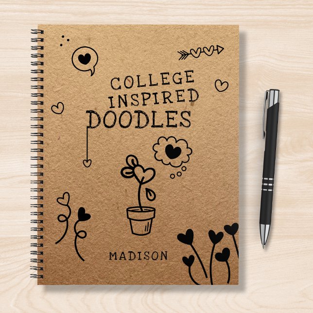 College Inspired Doodles Funny Girly Personalised Notebook (Creator Uploaded)