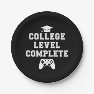College Level Complete Graduation Gamer Gaming Paper Plate