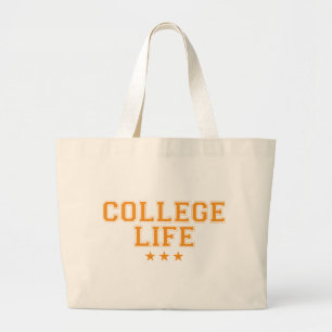 College Life - Orange Large Tote Bag