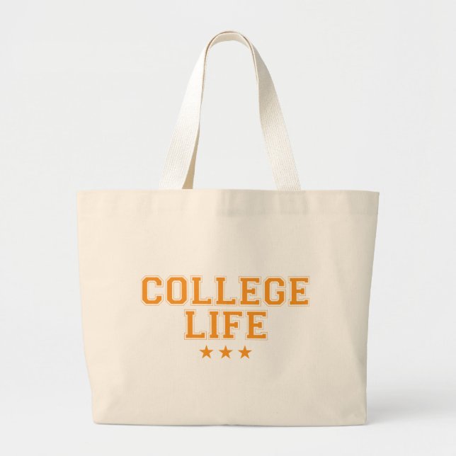 College Life - Orange Large Tote Bag (Front)