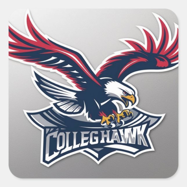 College Logo: Bird Of Prey, Hawk Square Sticker (Front)