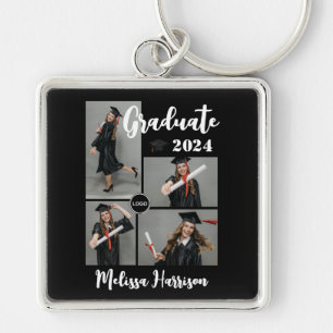College Logo Graduate Photo Collage Announcement Key Ring
