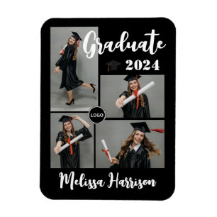 College Logo Graduate Photo Collage Announcement Magnet
