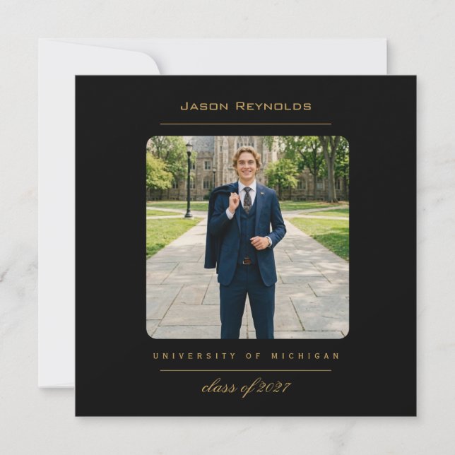 College Luxe Black Thank you Card (Front)