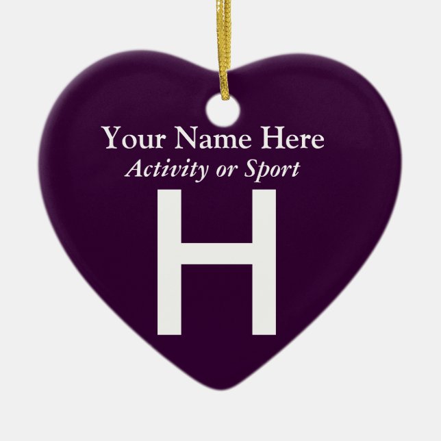 College or High School Varsity Letter Keepsake Ceramic Ornament (Front)