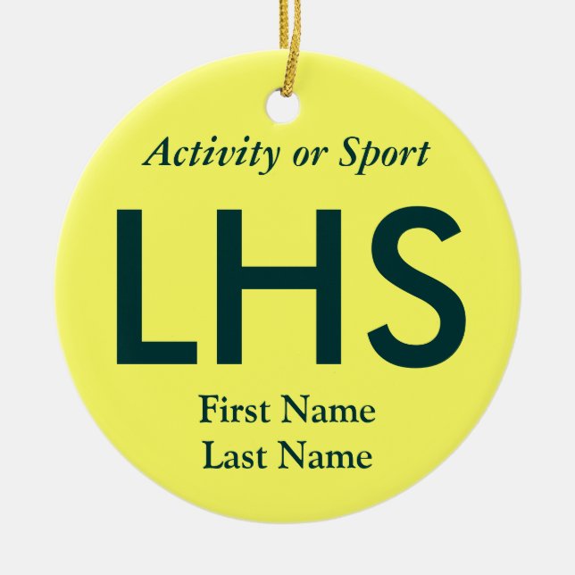 College or High School Varsity Letter Keepsake Ceramic Tree Decoration (Front)