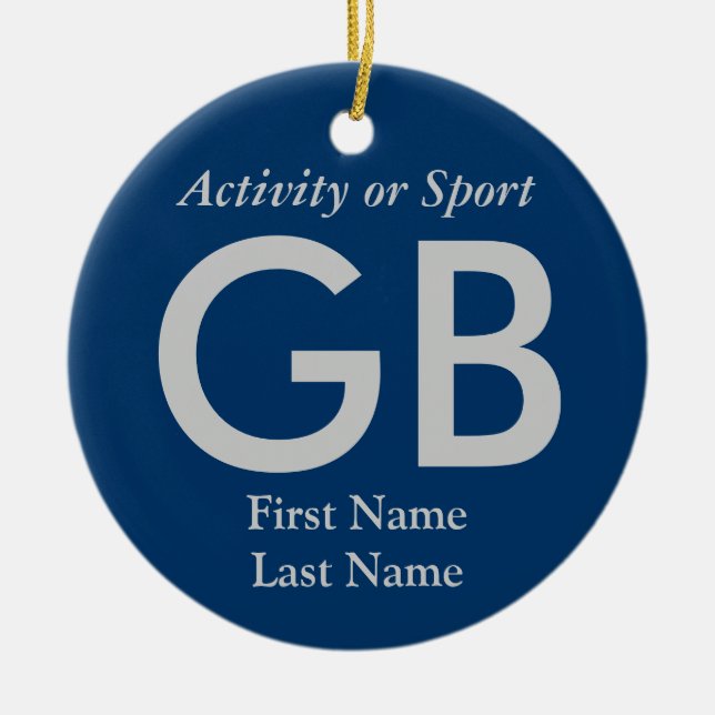 College or High School Varsity Letter Keepsake Ceramic Tree Decoration (Front)