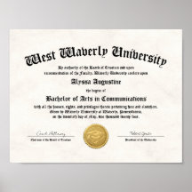 College or University Diploma Replica
