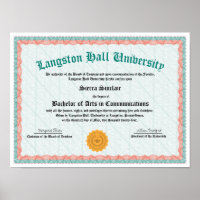 College or University Diploma Replica Poster