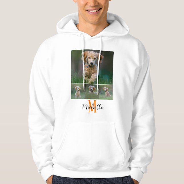 College Photo Monogram Script Name mens Customised Hoodie (Front)