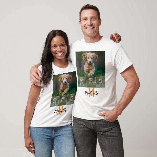 College Photo Monogram Script Name Unisex Custom T-Shirt (Unisex)