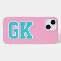 College Pink Turquoise Varsity Monogram Initials
