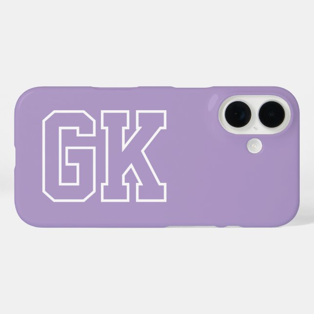 College Purple White Varsity Monogram Initials Case-Mate iPhone Case (Back (Horizontal))