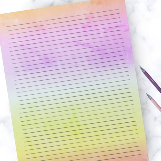 College Ruled Lines Watercolor Pastel Rainbow Notepad (Creator Uploaded)