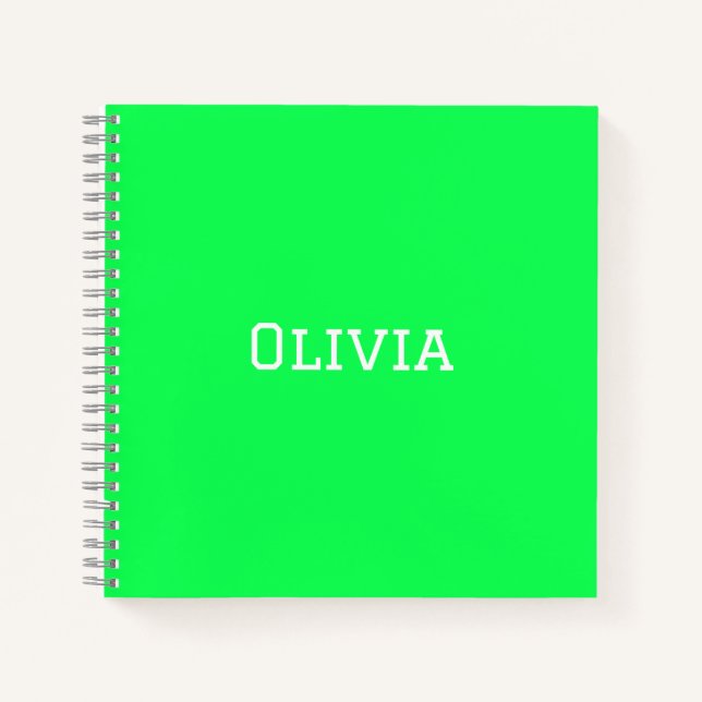 College Ruled Notebook | Neon Green | Personalised (Front)