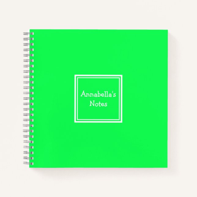 College Ruled Notebook | Neon Green | Personalised (Front)
