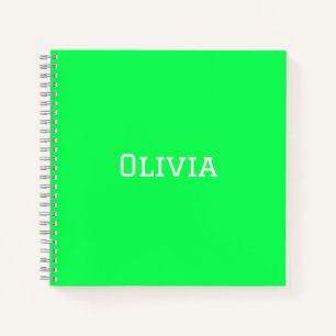 College Ruled Notebook   Neon Green   Personalized
