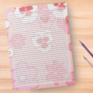 College Ruled Retro Pink Mid Century 60s Floral Notepad