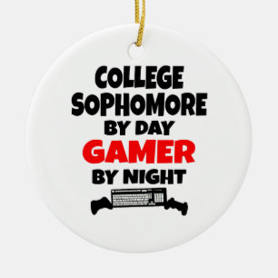 College Sophomore by Day Gamer by Night Ceramic Tree Decoration