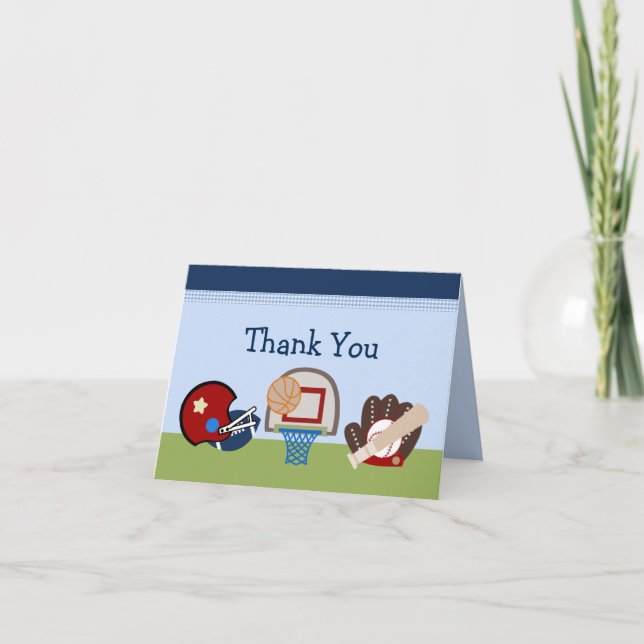 College Sports Baby Thank You Cards (Front)