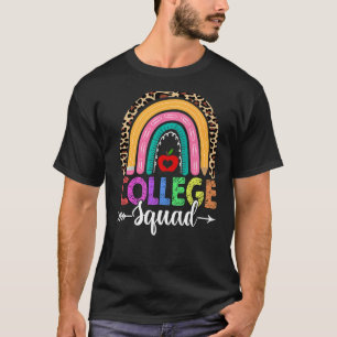 College Squad Rainbow Leopard Teacher Back To Sch T-Shirt