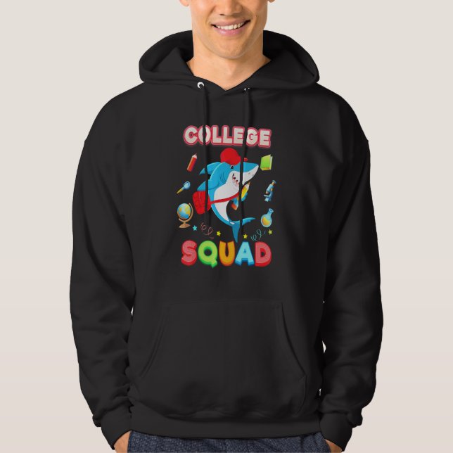College Squad Shark Teacher Student Back To School Hoodie (Front)