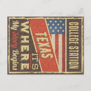 College Station Texas Postcard