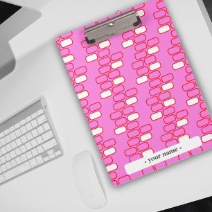 College Stationery Pink Retro Customise Clipboard