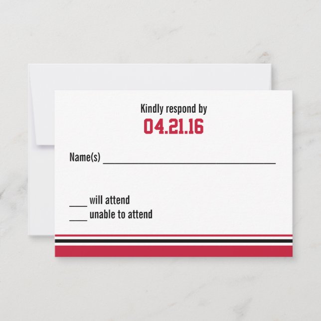 College Stripe Bar Mitzvah Response Card (Front)