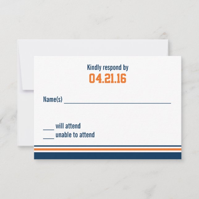 College Stripe Bar Mitzvah Response Card (Front)