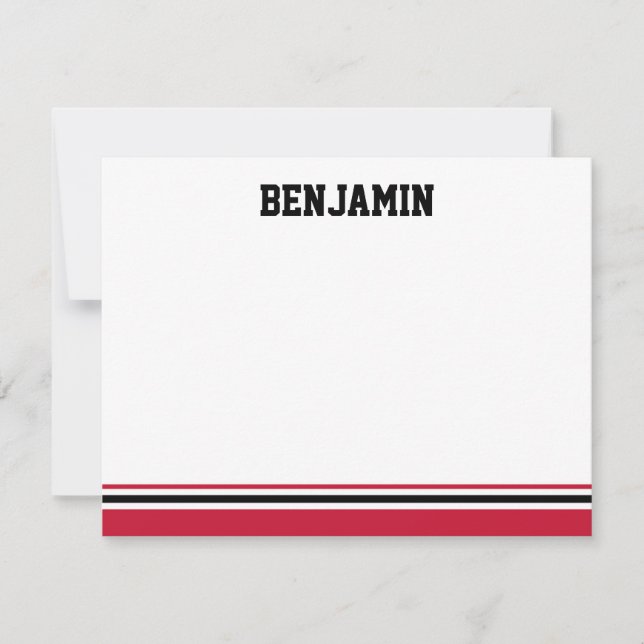 College Stripe Bar Mitzvah Thank You Card (Front)