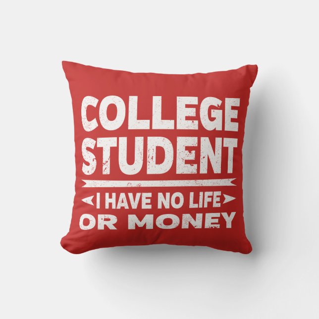 College Student I Have No Life or Money Cushion (Front)