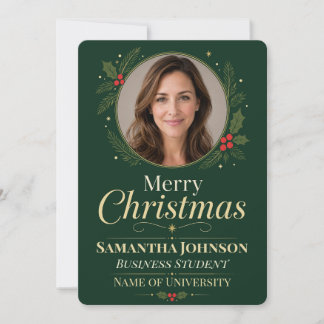 College Student Merry Christmas Photo Holiday Card