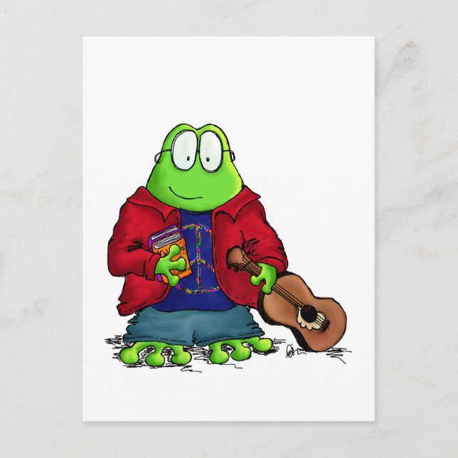 College Student Nerd Frog Postcard (Front)