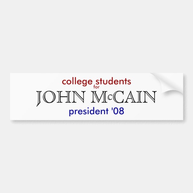 College students for John McCain Bumper Sticker (Front)