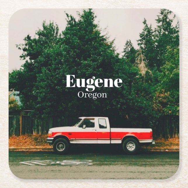 College town of Eugene - Oregon Square Paper Coaster (Front)