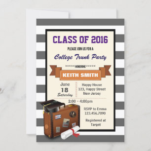 College Trunk Party Invitation. Graduation Party Invitation