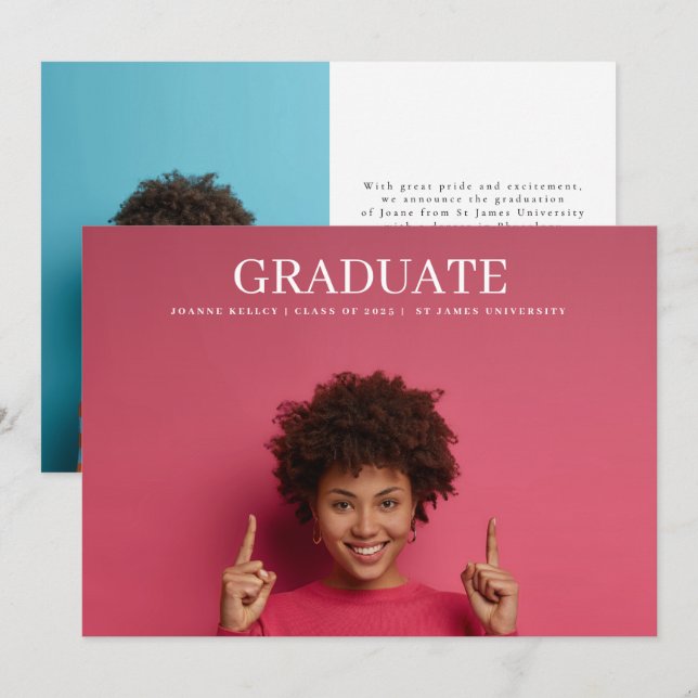 College University 2 Photo Classic Graduate Announcement (Front/Back)