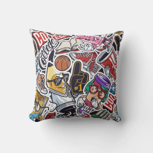 College Vibes Cartoon Collage – Fun & Trendy Cushion
