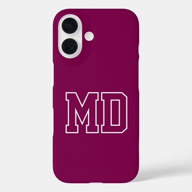 College Wine Varsity Monogram Initials Case-Mate iPhone Case (Back)