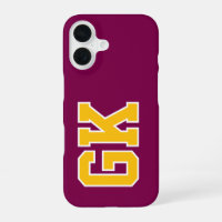 College Wine Yellow Varsity Monogram Initials