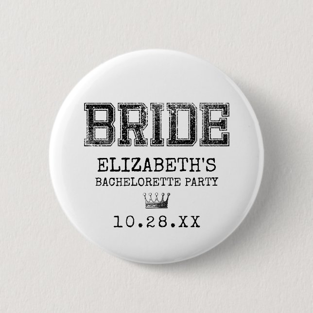 Collegiate Bride Bachelorette Party 6 Cm Round Badge (Front)