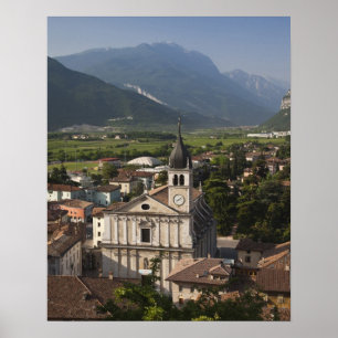 Collegiate church in morning, Arco, Trento Poster