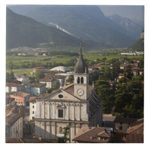 Collegiate church in morning, Arco, Trento Tile