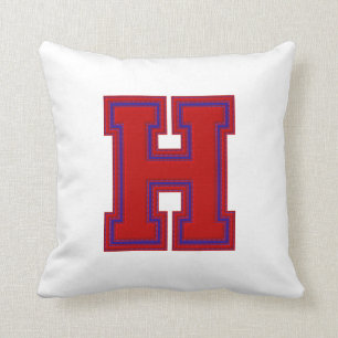 Collegiate Letter Throw Pillow, Red-Blue H Cushion
