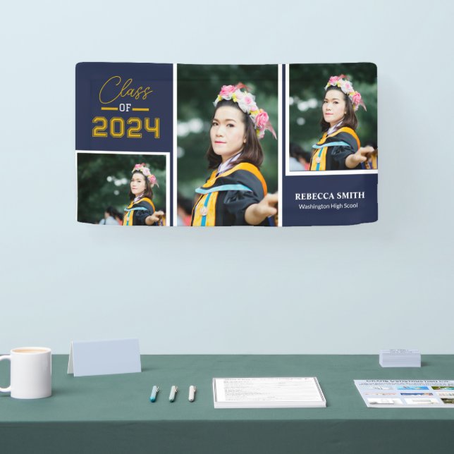 Collegiate Script Navy Banner (Tradeshow)