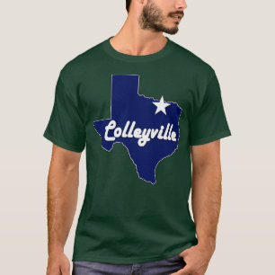 Colleyville Texas Lone State Map TX City Navy Blue T-Shirt