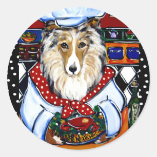 Collie Chef Classic Round Sticker