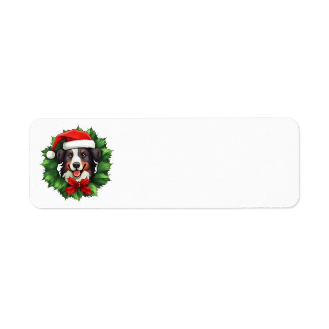 Collie Christmas Wreath Return Address Label (Front)